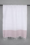 White Gamchha with Striped and Brown Lining