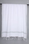 White Gamchha with Sea Green Border