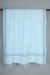 Sky Blue Gamchha with Striped and Blue Border