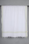 White Gamchha with Striped and Sea Green Border