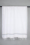 White Gamchh with Blue and Brown Border