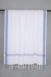White Gamchha with White Striped and Blue Border