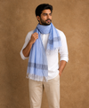Jordy Blue Self Lined Gamchha with Black Linings Border