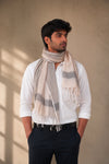 White Self Striped Gamchha with Black Border