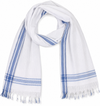Self Striped White Gamchha with Blue Border