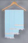 Handwoven Cotton Blue with White, Orange Border Napkin