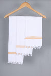 Handwoven Cotton White Napkin with Orange Border