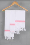 White Napkin with Pink Border