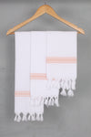White Napkin with Peach Border