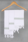 White Napkin with Green Lining Border