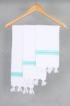 White Napkin with Sea Green Lining Border
