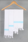 White Napkin with Sky Blue Lining Border