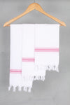 White Napkin with Magenta Lining Border