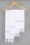 White Napkin with Green Border