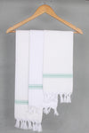 White Napkin with Green Border