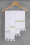 White Napkin with Green Border