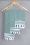 Sea Green Napkin with White Striped Border
