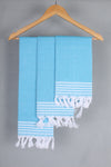 Sky Blue Napkin with White Striped Border