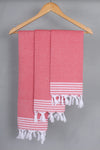Coral Napkin with White Striped Border