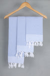 Sky Blue Napkin with White Striped Border