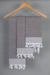 Slaty Gray Napkin with White Striped Border