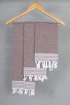 Pecan Brown Napkin with White Striped Border