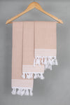 Peach Napkin with White Striped Border
