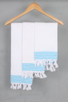 White Napkin with Sky Blue Border