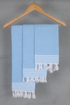 Sky Blue Napkin with White Striped Border