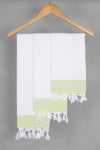 White Napkin with Green Striped Border