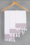 White Napkin with Onion Striped Border