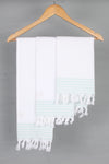 White Napkin with Green Striped Border