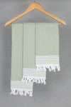 Green Napkin with White Striped Border