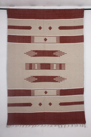 Handwoven Red and Natural Cotton Dari Rug