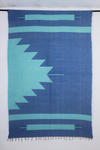 Handwoven Blue and Teal Cotton Dari Rug