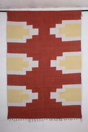 Handwoven Red and Cream Cotton Dari Rug