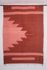 Handwoven Red and Peach Cotton Dari Rug