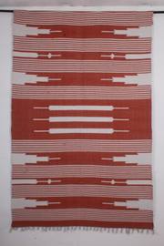 Handwoven Red and White Cotton Dari Rug