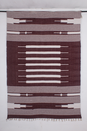 Handwoven Maroon and Ivory Striped Dari Rug