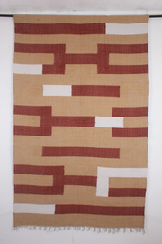 Handwoven Cotton Rug with Geometric Design