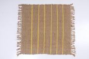 Handwoven Jute Sitting Mat with Yellow Stripes