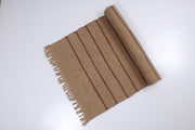 Pure Jute handwoven yoga mat with Maroon Stripes