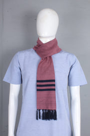 Handwoven Cotton Muffler with Striped Border