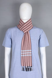 Handwoven Cotton Muffler with Striped Border