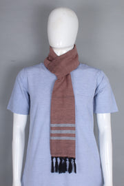 Handwoven Cotton Muffler with Striped Border