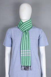 Handwoven Cotton Muffler with Striped Border