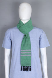 Handwoven Cotton Muffler with Striped Border