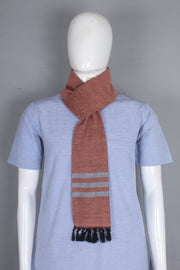 Handwoven Cotton Muffler with Striped Border