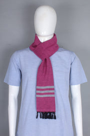 Handwoven Cotton Muffler with Striped Border