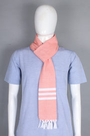 Handwoven Cotton Muffler with Striped Border